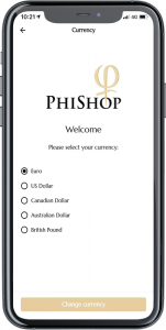 PhiShop App - Choose Currency