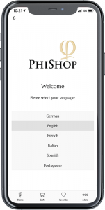 PhiShop App - Choose Language