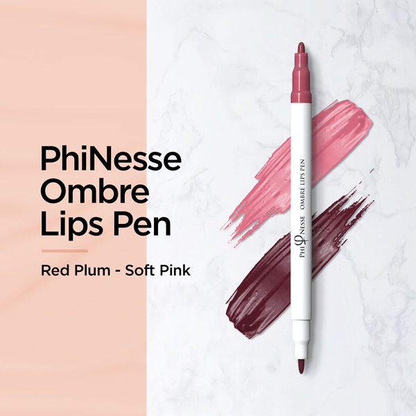 PhiNesse Ombre Lips Pen - Red Plum - Soft Pink